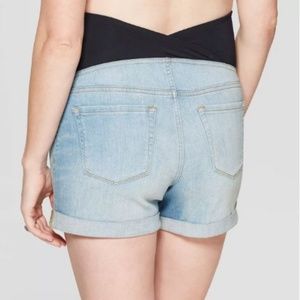 Maternity Crossover Panel Midi Jean Shorts